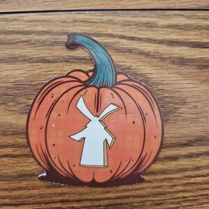 Dutch Bros Orange Pumpkin Sticker with Windmill Design